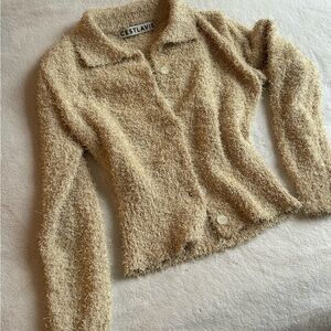 Women's Cream/Yellow Fuzzy Cardigan